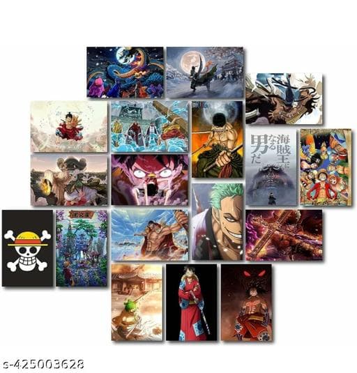 One Piece ANIME WALL POSTER | PACK OF 18 wall collage kit |ANIME WALL COLLAGE6 * 4 inches |Monkey D. Luffy, Roronoa Zoro,Franky preview 2