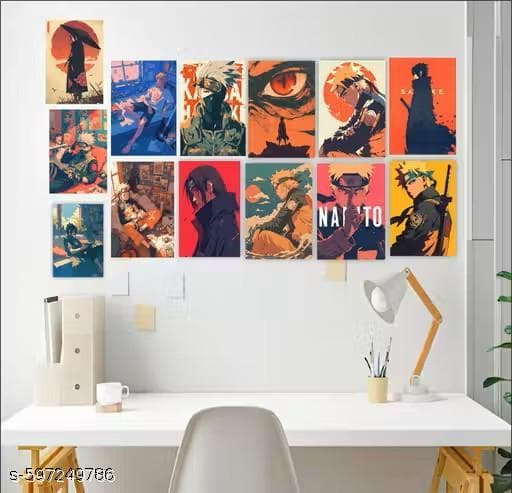 Naruto Wall Posters Anime Room Decor Self Adhesive Wall Posters Kit for Room Decoration Anime Decor Posters (Pack of 16) preview 3