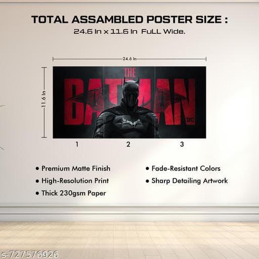 The Batman Split Design matte printed poster set of 3 | home decor , room decor, wall decor, office decor preview 3