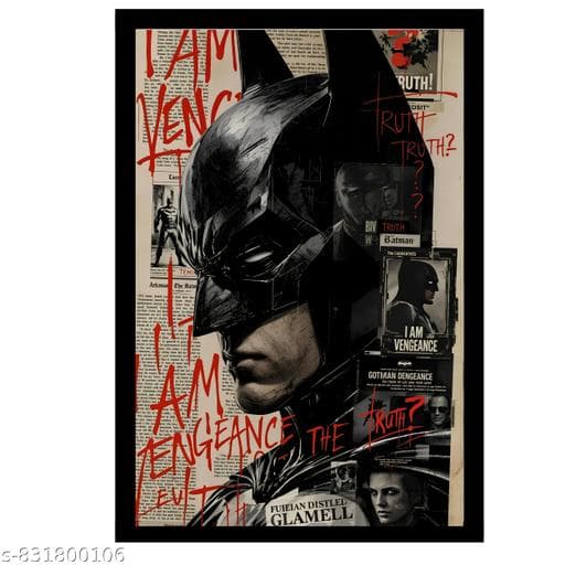 Batman Style Wall Photo Frame 13.5x10 Inch | HD Poster Frame for Wall Decor | Stylish Photo Frame for Home Decor | Wall Poster Frame